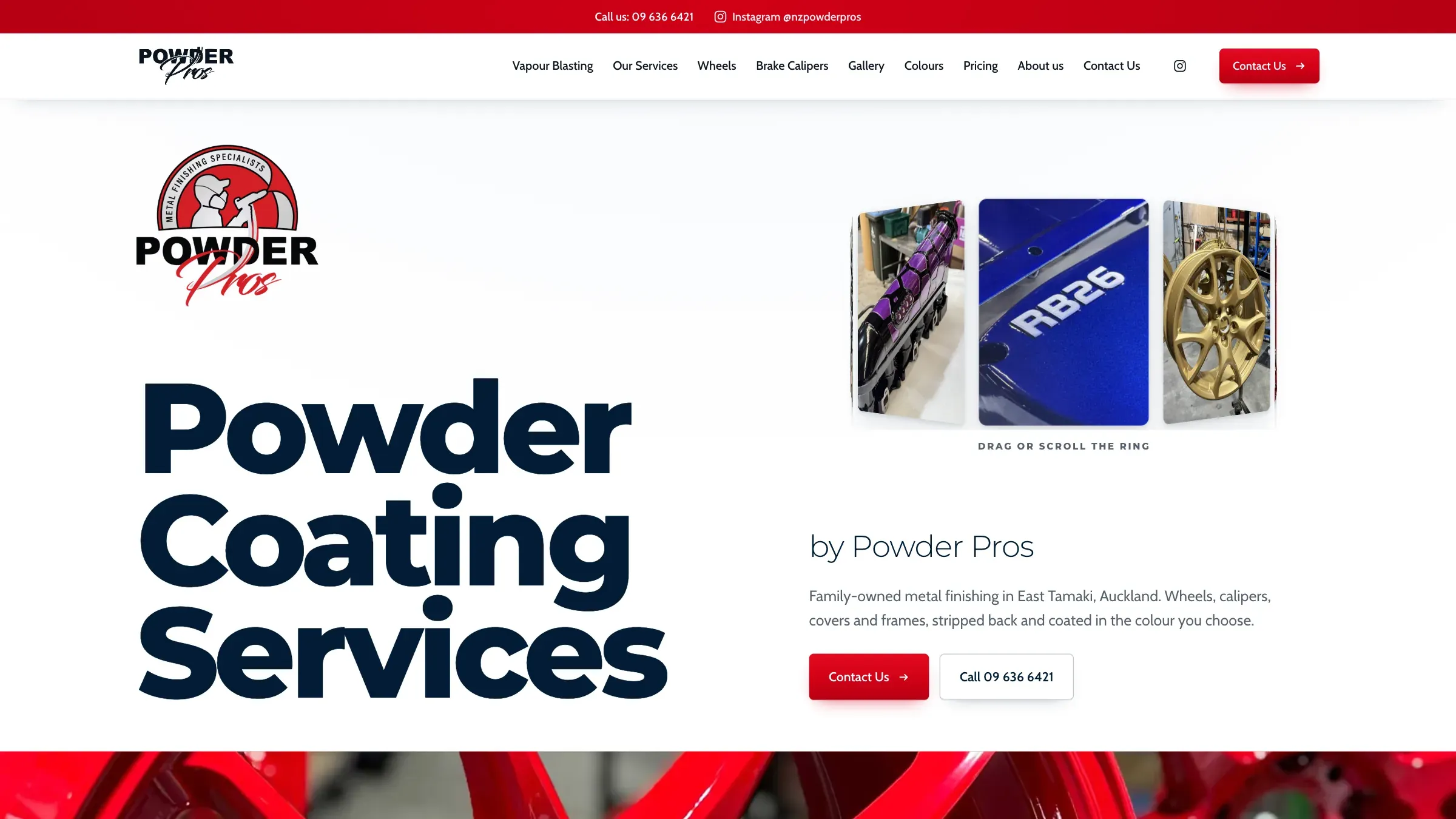 Powder Pros home page, the first screen on a desktop browser