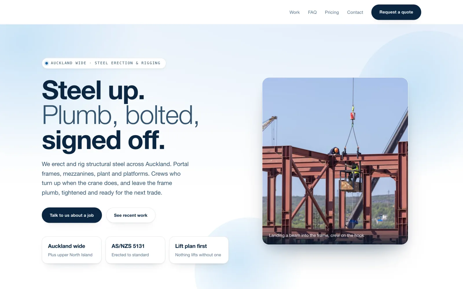 Website design for Construction company, shown on a desktop browser.