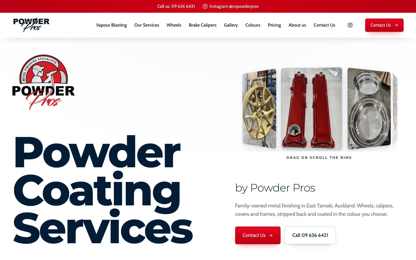 Powder Pros home page in a desktop browser